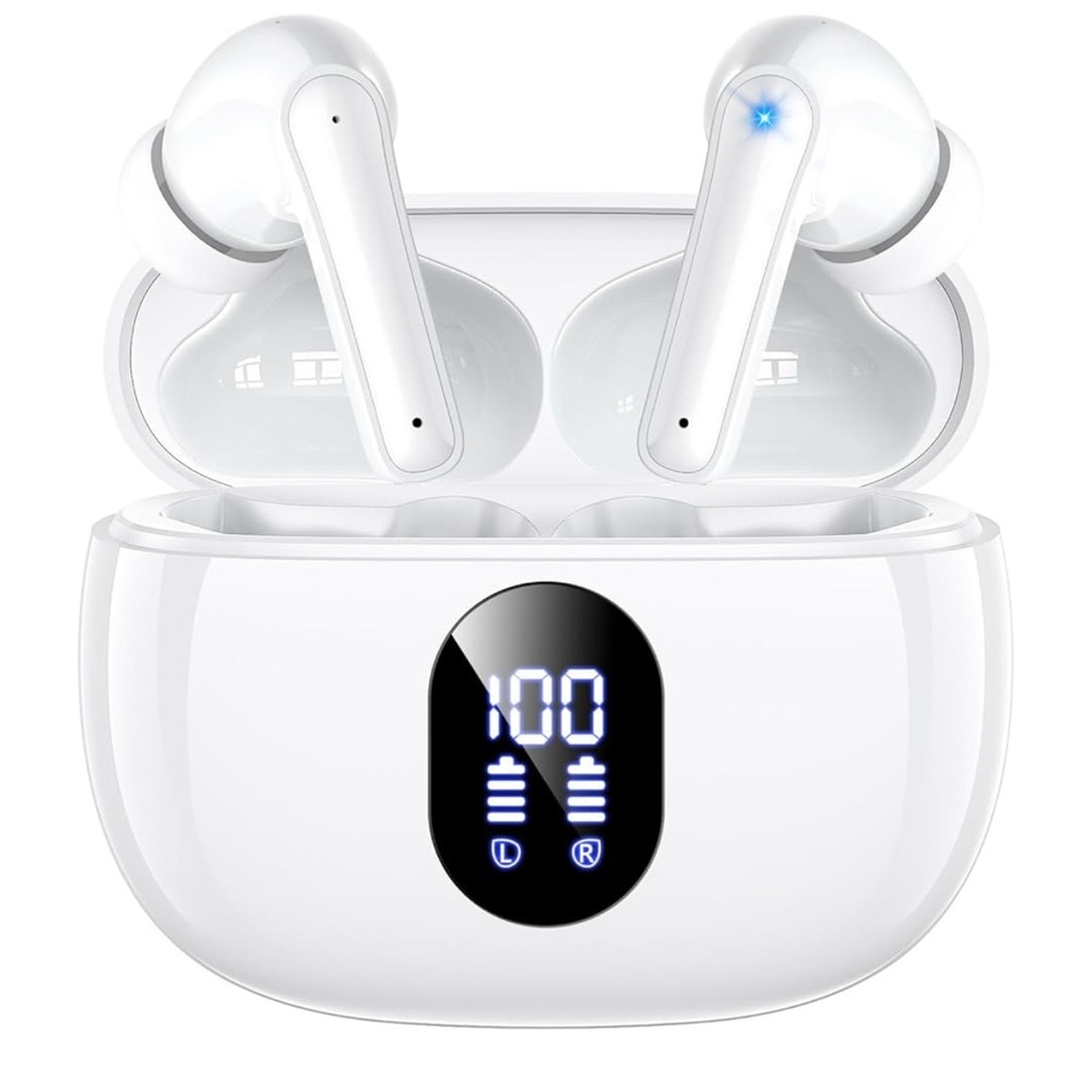 Wireless White Earbuds with Charging Case
